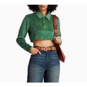 NWT RE/DONE BY HANES Cropped velour polo shirt Small